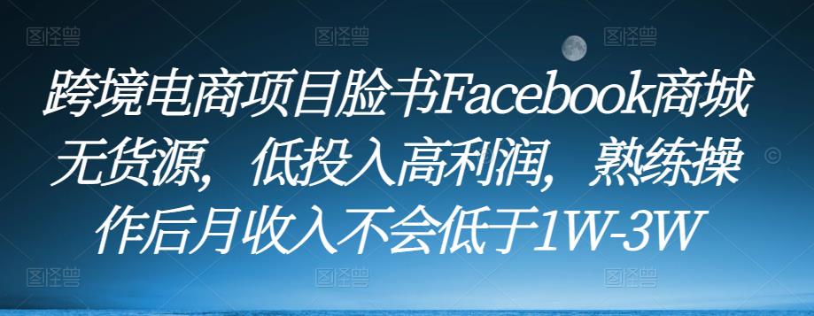 跨境电商项目脸书Facebook商城无货源，低投入高利润，熟练操作后月收入不会低于1W-3W-创业网 - 最新网络创业项目与实战营销教程平台 | cye.cc