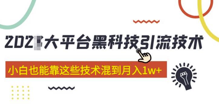 大平台黑科技引流技术，小白也能靠这些技术混到月入1w+(2022年的课程）-创业网 - 最新网络创业项目与实战营销教程平台 | cye.cc