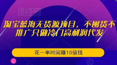 淘宝蓝海无货源项目，不囤货不推广只做冷门高利润代发，花一半时间赚10倍钱-创业网 - 最新网络创业项目与实战营销教程平台 | cye.cc