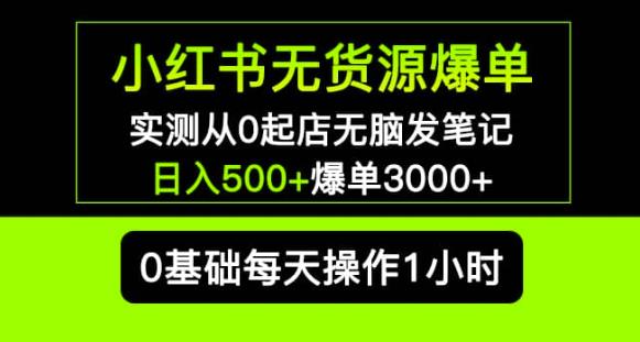小红书无货源爆单实测从0起店无脑发笔记爆单3000+长期项目可多店-创业网 - 最新网络创业项目与实战营销教程平台 | cye.cc
