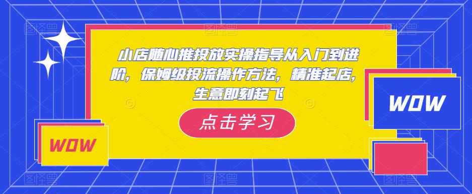 小店随心推投放实操指导从入门到进阶，保姆级投流操作方法，精准起店，生意即刻起飞-创业网 - 最新网络创业项目与实战营销教程平台 | cye.cc