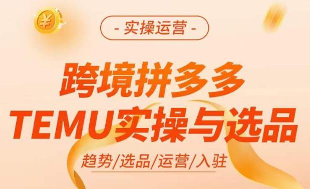 跨境拼多多TEMU实操与选品，​掌握平台运营方法技巧，选品避坑12条标准，爆款的底层思路等-创业网 - 最新网络创业项目与实战营销教程平台 | cye.cc