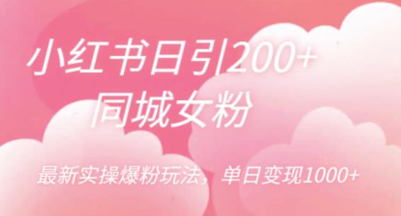 小红书日引200+同城女粉，最新实操爆粉玩法，单日变现1000+【揭秘】-创业网 - 最新网络创业项目与实战营销教程平台 | cye.cc