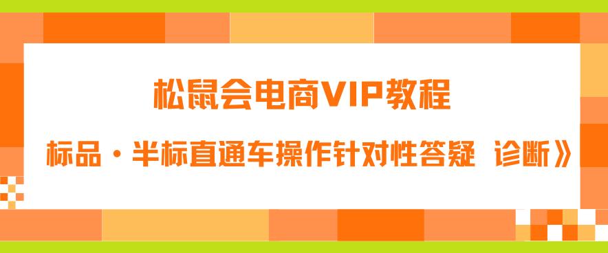 松鼠会电商VIP教程：松鼠《付费推广标品·半标直通车操作针对性答疑&诊断》-创业网 - 最新网络创业项目与实战营销教程平台 | cye.cc