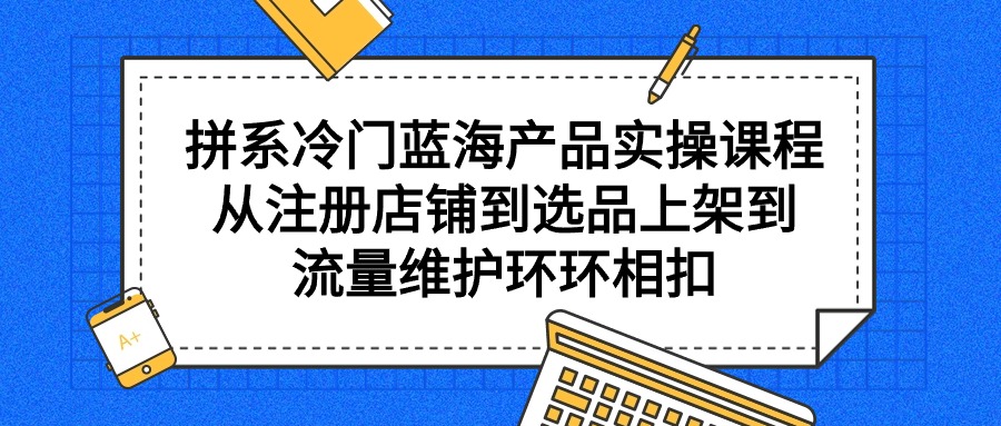 拼系冷门蓝海产品实操课程，从注册店铺到选品上架到流量维护环环相扣-创业网 - 最新网络创业项目与实战营销教程平台 | cye.cc