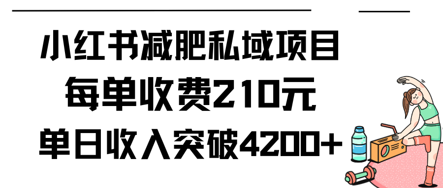 小红书减肥私域项目每单收费210元单日成交20单，最高日入4200+-创业网 - 最新网络创业项目与实战营销教程平台 | cye.cc