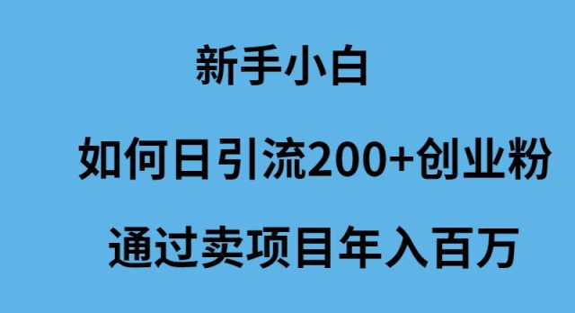 新手小白如何日引流200+创业粉通过卖项目年入百万-创业网 - 最新网络创业项目与实战营销教程平台 | cye.cc