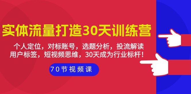 实体-流量打造-30天训练营：个人定位，对标账号，选题分析，投流解读-70节-创业网 - 最新网络创业项目与实战营销教程平台 | cye.cc