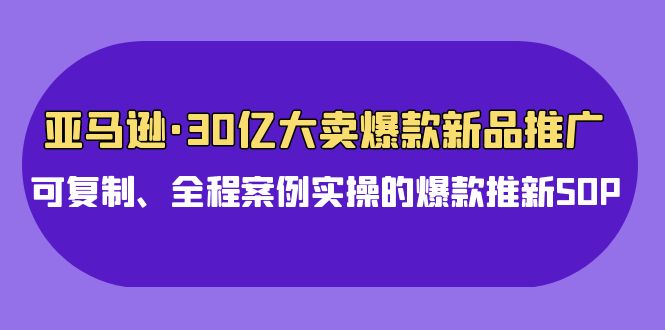 亚马逊30亿·大卖爆款新品推广，可复制、全程案例实操的爆款推新SOP-创业网 - 最新网络创业项目与实战营销教程平台 | cye.cc