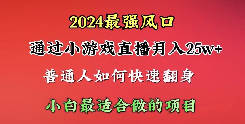 2024年最强风口，通过小游戏直播月入25w+单日收益5000+小白最适合做的项目-创业网 - 最新网络创业项目与实战营销教程平台 | cye.cc