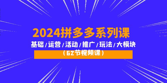2024拼多多系列课：基础/运营/活动/推广/玩法/大模块-创业网 - 最新网络创业项目与实战营销教程平台 | cye.cc