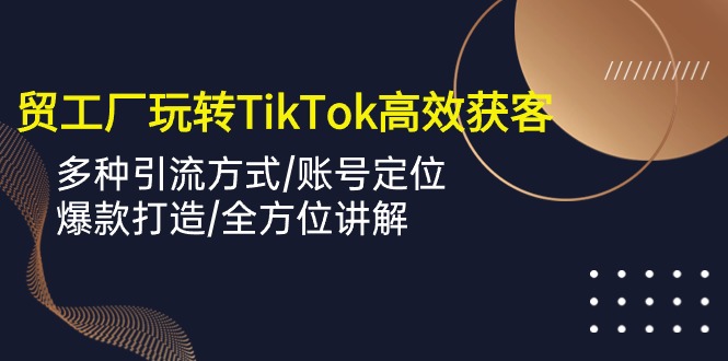 外贸工厂玩转TikTok高效获客，多种引流方式/账号定位/爆款打造/全方位讲解-创业网 - 最新网络创业项目与实战营销教程平台 | cye.cc
