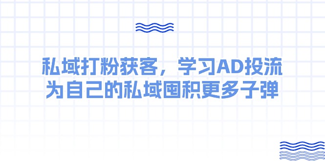 某收费课：私域打粉获客，学习AD投流，为自己的私域囤积更多子弹-创业网 - 最新网络创业项目与实战营销教程平台 | cye.cc