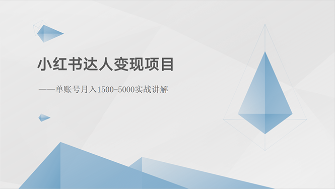 小红书达人变现项目：单账号月入1500-3000实战讲解-创业网 - 最新网络创业项目与实战营销教程平台 | cye.cc