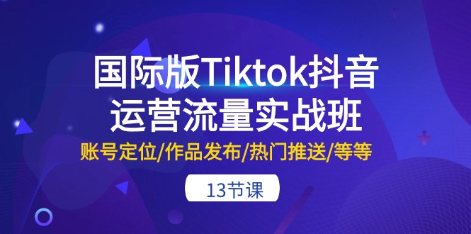 国际版Tiktok抖音运营流量实战班：账号定位/作品发布/热门推送/等等-13节-创业网 - 最新网络创业项目与实战营销教程平台 | cye.cc