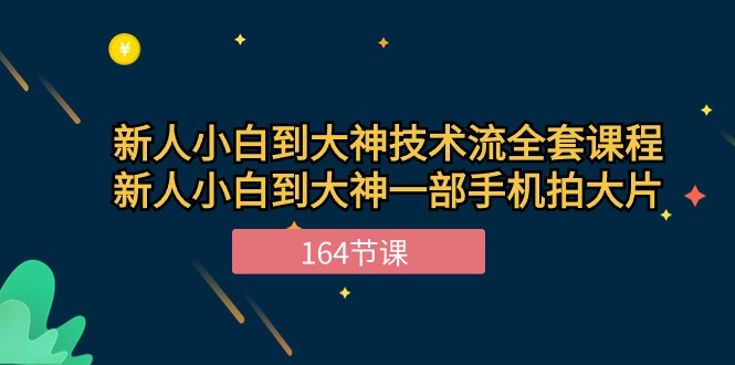 新手小白到大神-技术流全套课程，新人小白到大神一部手机拍大片-164节课-创业网 - 最新网络创业项目与实战营销教程平台 | cye.cc