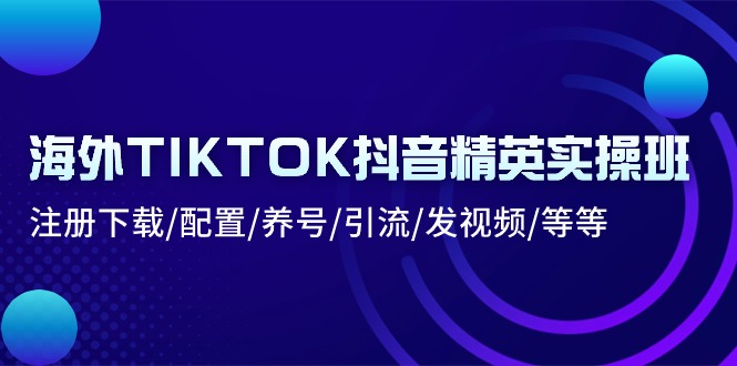 海外TIKTOK抖音精英实操班：注册下载/配置/养号/引流/发视频/等等-创业网 - 最新网络创业项目与实战营销教程平台 | cye.cc