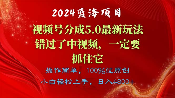 2024蓝海项目，视频号分成计划5.0最新玩法，错过了中视频，一定要抓住…-创业网 - 最新网络创业项目与实战营销教程平台 | cye.cc