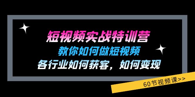 短视频实战特训营：教你如何做短视频，各行业如何获客，如何变现 (60节)-创业网 - 最新网络创业项目与实战营销教程平台 | cye.cc