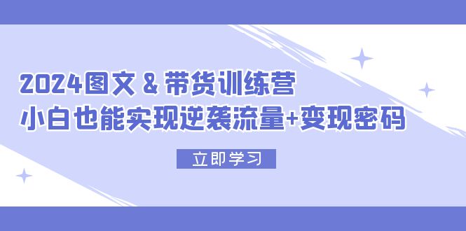 2024 图文+带货训练营，小白也能实现逆袭流量+变现密码-创业网 - 最新网络创业项目与实战营销教程平台 | cye.cc