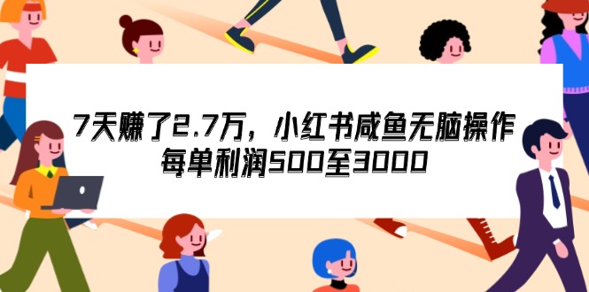 7天收了2.7万，小红书咸鱼无脑操作，每单利润500至3000-创业网 - 最新网络创业项目与实战营销教程平台 | cye.cc