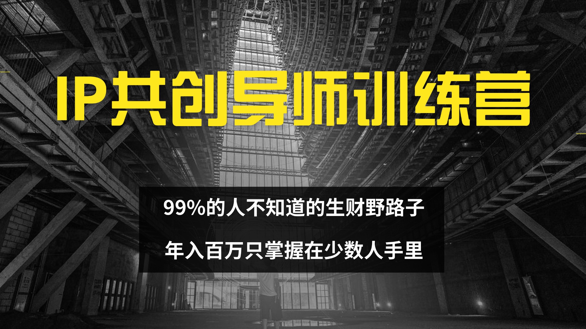 IP共创导师训练营 99%的人不知道的生财野路子 只掌握在少数人手里-创业网 - 最新网络创业项目与实战营销教程平台 | cye.cc