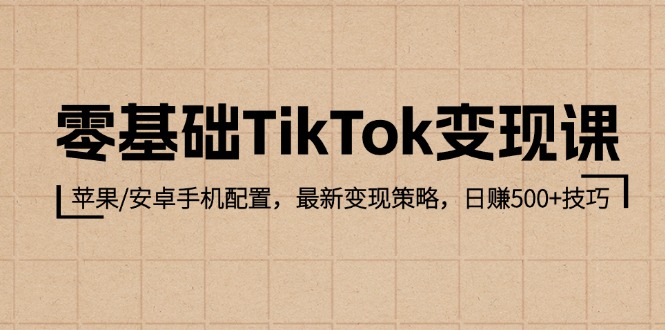 零基础TikTok变现课：苹果/安卓手机配置，最新变现策略，日赚500+技巧-创业网 - 最新网络创业项目与实战营销教程平台 | cye.cc