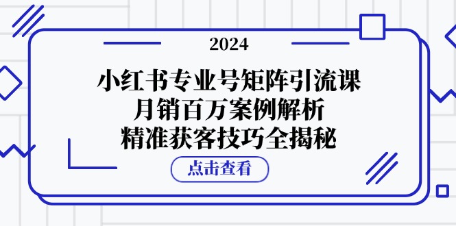 小红书专业号矩阵引流课，月销百万案例解析，精准获客技巧全揭秘-创业网 - 最新网络创业项目与实战营销教程平台 | cye.cc