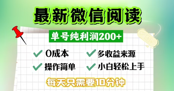 微信阅读最新玩法，每天十分钟，单号一天200+，简单0零成本，当日提现-创业网 - 最新网络创业项目与实战营销教程平台 | cye.cc