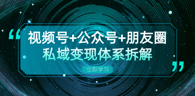 视频号+公众号+朋友圈私域变现体系拆解，全体平台流量枯竭下的应对策略-创业网 - 最新网络创业项目与实战营销教程平台 | cye.cc