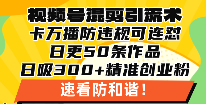 视频号混剪引流技术，500万播放引流17000创业粉，操作简单当天学会-创业网 - 最新网络创业项目与实战营销教程平台 | cye.cc