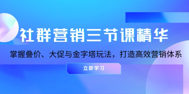 社群营销三节课精华：掌握叠价、大促与金字塔玩法，打造高效营销体系-创业网 - 最新网络创业项目与实战营销教程平台 | cye.cc