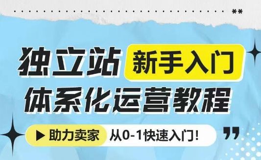 独立站新手入门体系化运营教程，助力独立站卖家从0-1快速入门!-创业网 - 最新网络创业项目与实战营销教程平台 | cye.cc