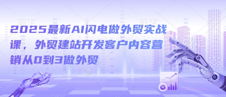2025最新AI闪电做外贸实战课，外贸建站开发客户内容营销从0到3做外贸-创业网 - 最新网络创业项目与实战营销教程平台 | cye.cc