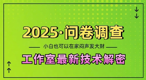 2025问卷调查最新工作室技术解密：一个人在家也可以闷声发大财，小白一天2张，可矩阵放大【揭秘】-创业网 - 最新网络创业项目与实战营销教程平台 | cye.cc