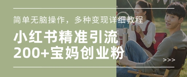 小红书混剪日引200+宝妈创业粉，简单无脑操作，多种变现详细教程-创业网 - 最新网络创业项目与实战营销教程平台 | cye.cc