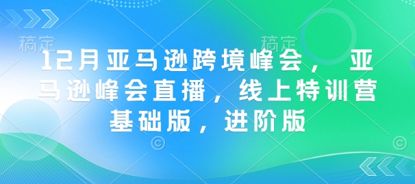 12月亚马逊跨境峰会， 亚马逊峰会直播，线上特训营基础版，进阶版-创业网 - 最新网络创业项目与实战营销教程平台 | cye.cc