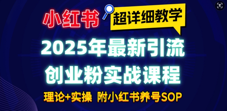2025年最新小红书引流创业粉实战课程【超详细教学】小白轻松上手，月入1W+，附小红书养号SOP-创业网 - 最新网络创业项目与实战营销教程平台 | cye.cc