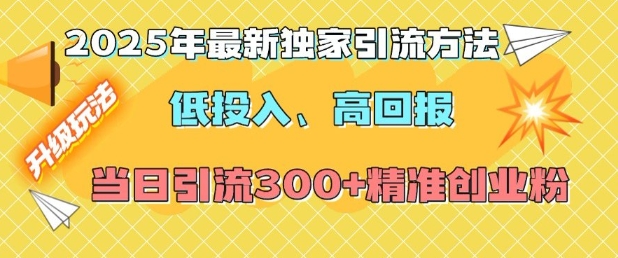 2025年最新独家引流方法，低投入高回报？当日引流300+精准创业粉-创业网 - 最新网络创业项目与实战营销教程平台 | cye.cc