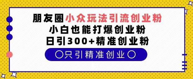 朋友圈小众玩法引流创业粉，小白也能打爆创业粉，日引300+精准创业粉【揭秘】-创业网 - 最新网络创业项目与实战营销教程平台 | cye.cc