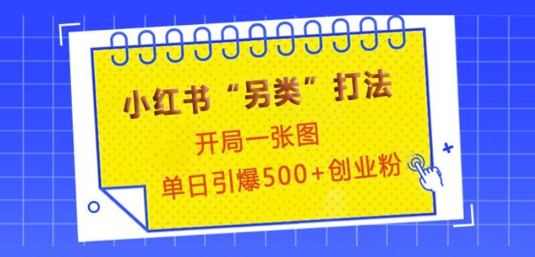 小红书“另类”打法，开局一张图，单日引爆500+精准创业粉【揭秘】-创业网 - 最新网络创业项目与实战营销教程平台 | cye.cc