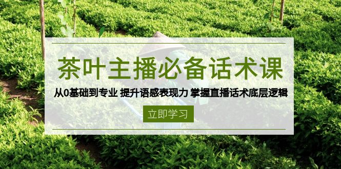 茶叶 主播必备话术课 从0基础到专业 提升语感表现力 掌握直播话术底层逻辑-创业网 - 最新网络创业项目与实战营销教程平台 | cye.cc