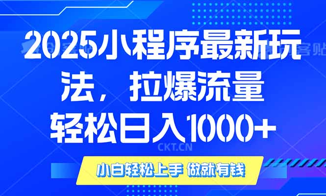 2025年小程序最新玩法，流量直接拉爆，单日稳定变现1000+-创业网 - 最新网络创业项目与实战营销教程平台 | cye.cc