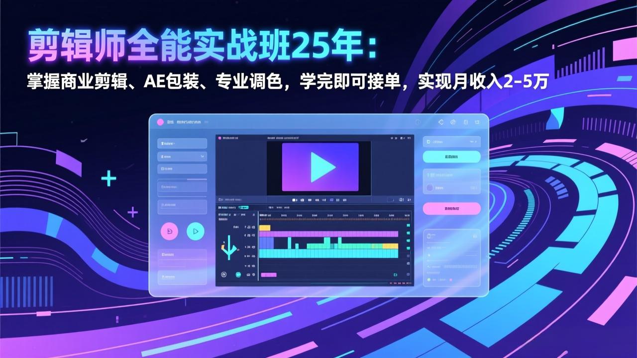 剪辑师全能实战班25年：掌握商业剪辑、AE包装、专业调色，学完即可接单，实现月收入2-5万-创业网 - 最新网络创业项目与实战营销教程平台 | cye.cc