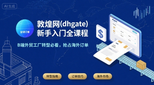 敦煌网(dhgate)新手入门全课程，B端外贸工厂转型必看，抢占海外订单-创业网 - 最新网络创业项目与实战营销教程平台 | cye.cc