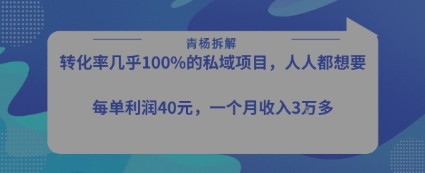 转化率最高的私域项目，每单利润40-50米，月入过1w-创业网 - 最新网络创业项目与实战营销教程平台 | cye.cc