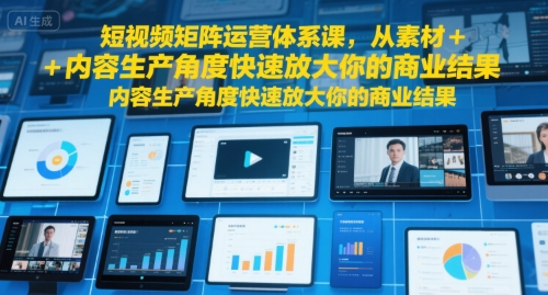 短视频矩阵运营体系课，从素材+内容生产角度快速放大你的商业结果-创业网 - 最新网络创业项目与实战营销教程平台 | cye.cc