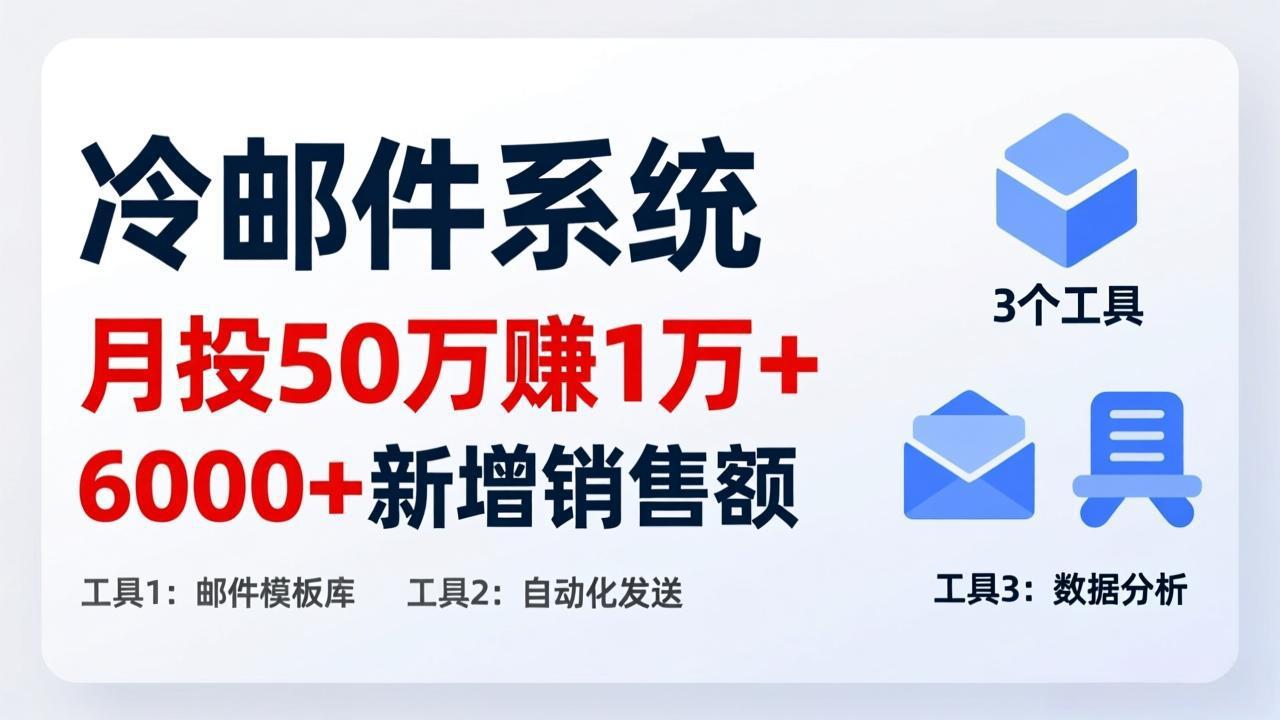 月投 50 刀赚 1 万 +！冷邮件系统：6000 + 新增销售额，靠 3 个工具轻松搞-创业网 - 最新网络创业项目与实战营销教程平台 | cye.cc