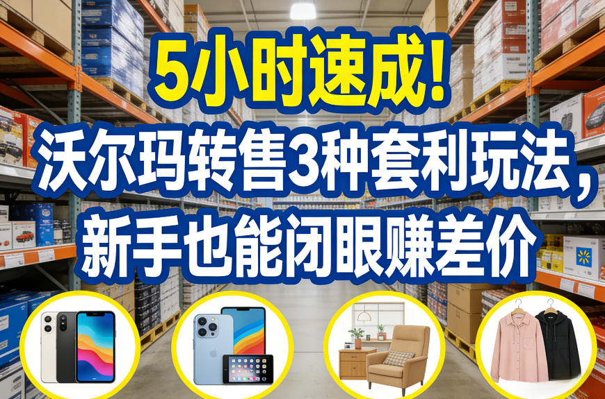 5小时速成！沃尔玛转售3种套利玩法，新手也能闭眼賺差价-创业网 - 最新网络创业项目与实战营销教程平台 | cye.cc