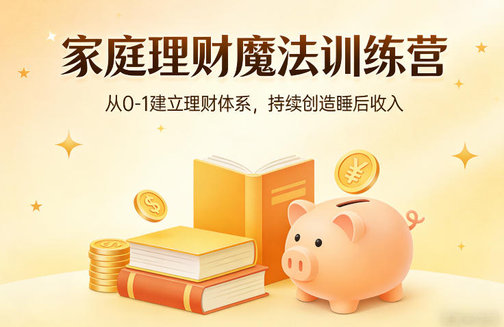 家庭理财魔法训练营，从0-1建立理财体系，持续创造睡后收入-创业网 - 最新网络创业项目与实战营销教程平台 | cye.cc